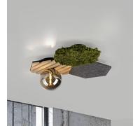 JUST LIGHT. GmbH JUST LIGHT. Green Hex ceiling light, iron, wood, moss