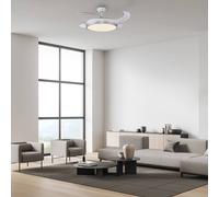 JUST LIGHT. GmbH Kopta LED ceiling fan, silver, CCT, remote control, Ø 107 cm