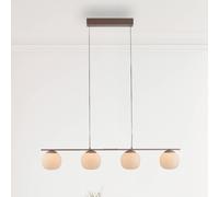 JUST LIGHT. GmbH Nami LED hanging light, 4-bulb, long, sand, white, glass, iron