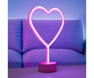 JUST LIGHT. GmbH Neon Heart LED table lamp, battery-powered