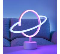 JUST LIGHT. GmbH Neon Saturn LED table lamp, battery-powered