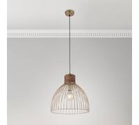 JUST LIGHT. GmbH Pendant light Alami mango wood brass matt 3-bulb.