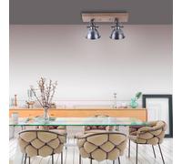 JUST LIGHT. GmbH Samia ceiling light, 2-bulb, mango wood, iron