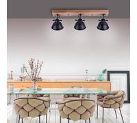 JUST LIGHT. GmbH Samia ceiling light, 3-bulb, mango wood, black