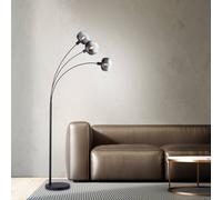 JUST LIGHT. GmbH Zea floor lamp, 3-bulb, smoky grey/black, glass, E14