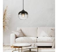 JUST LIGHT. GmbH Zea pendant light, 1-bulb, smoky grey/black, glass, E27