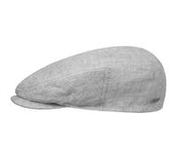 Stetson Just Linen Flat Cap Made in EU Unisex Spring Summer Light Grey