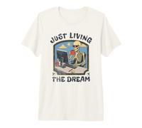 Just Living The Dream Skeleton Working Remote Beach Life Premium T-Shirt