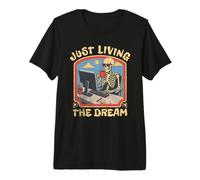 Just Living The Dream Skeleton Working Remote Beach Life Premium T-Shirt