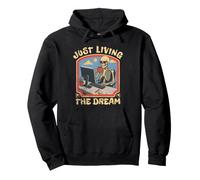 Just Living The Dream Skeleton Working Remote Beach Life Pullover Hoodie