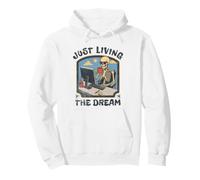 Just Living The Dream Skeleton Working Remote Beach Life Pullover Hoodie