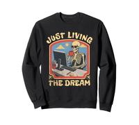 Just Living The Dream Skeleton Working Remote Beach Life Sweatshirt