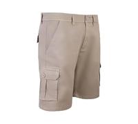 JUST LOOK Mens Chino Shorts Slim Fit Stretch Cotton Half Pants Chino Shorts Smart Summer Casual (UK, Waist, 44, Regular, Regular, Beige-Cargo Pockets)