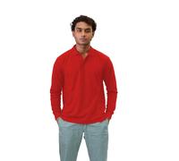 JUST LOOK Men's Long Sleeve Polo Shirt Premium Quality Work Casual Leisure Pique T-Shirt Top (UK, Alpha, L, Regular, Regular, Red)