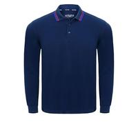 JUST LOOK Men's Long Sleeve Polo Shirt Premium Quality Work Casual Leisure Pique T-Shirt Top (UK, Alpha, XXL, Regular, Regular, Tipping Collar-Navy)