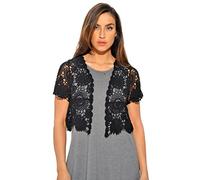 Just Love Bolero Shrug Floral Crochet Women Cardigan, Black Floral Crochet, XL