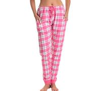 Just Love Joggers for Women, Pink White Plaid Jogger, M