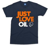 Just Love Oil T-Shirt - Men - L - Navy - Funny Anti Climate Change Shirt - Anti Woke Greta Joke Tee - Anti Just Stop Oil Protest Cotton T-Shirt - Save The Earth Activist Parody Gifts