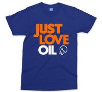 Just Love Oil T-Shirt - Men - XL - Blue - Funny Anti Climate Change Shirt - Anti Woke Greta Joke Tee - Anti Just Stop Oil Protest Cotton T-Shirt - Save The Earth Activist Parody Gifts