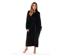 Just Love Plush Zipper Lounger Solid Robe, Black, XL