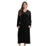 Just Love Stretch Velour Embroidered Zipper Lounger Robe for Women with Pockets, Black, Medium
