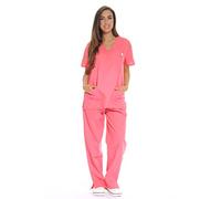Just Love Women's Scrub Sets Six Pocket Medical Scrubs (V-Neck with Cargo Pant) - Pink - 1X