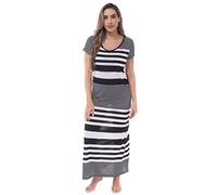 Just Love Womens Stripe Maxi Dress Knit Jersey T-Shirt Dress for Women, Black Verigated Stripe, L