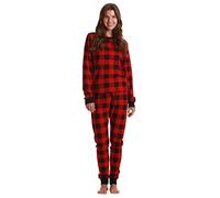 Just Love Women's Thermal Underwear Pajamas Set, Buffalo Plaid - Red, 3X