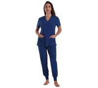 Just Love Women's V-Neck Scrub Set, Galaxy Blue Stretch Fabric, Medium