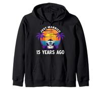 Just Married 15 Years Ago Matching 15th Wedding Anniversary Zip Hoodie