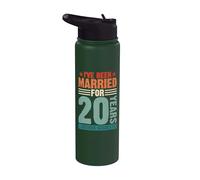 Just Married 20 Years Ago Funny Couple 20th Anniversary Stainless Steel Insulated Water Bottle