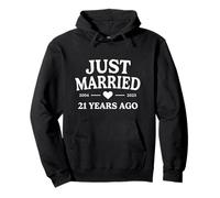 Just Married 21 Years Ago 2004 2025 21st Anniversary Pullover Hoodie