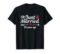 Just Married 24 Years Ago Funny Couple Wedding Anniversary T-Shirt