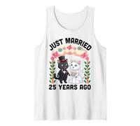 Just Married 25 Years Ago Wedding Anniversary Cat Couple Tank Top