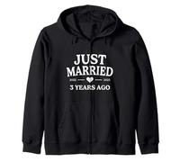 Just Married 3 Years Ago 2022 2025 3rd Anniversary Zip Hoodie