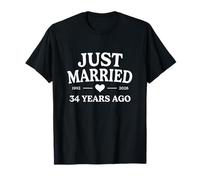 Just Married 34 Years Ago 1992 2026 34th Anniversary T-Shirt