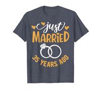 Just Married 35 Years Ago Funny Couple 35th Anniversary T-Shirt, Men, Heather Blue, 5X-Large