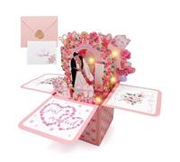 Just Married 3D Pop Up Wedding Card with Music Light for Bride and Groom | Plays Melody, Glows Upon Opening, Premium Cardstock, Includes Gift Card Slot, Ideal for Daughter, Best Friend, Siblings.