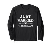 Just Married 41 Years Ago 1984 2025 41st Anniversary Long Sleeve T-Shirt