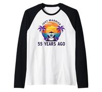 Just Married 55 Years Ago Matching 55th Wedding Anniversary Raglan Baseball Tee