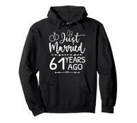 Just Married 61 Years Ago Matching 61st Wedding Anniversary Pullover Hoodie