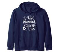 Just Married 61 Years Ago Matching 61st Wedding Anniversary Zip Hoodie