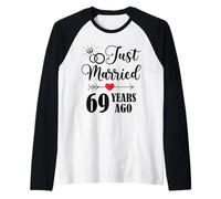 Just married 69 years ago for 69th wedding anniversary Raglan Baseball Tee