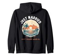 Just Married 7 Years Ago Funny Anniversary Honeymoon Couple Zip Hoodie
