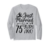 Just Married 75 Years Ago Couple 75th Wedding Anniversary Long Sleeve T-Shirt