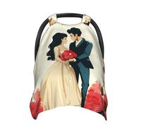 Just Married Baby Car Seat Canopy Cover, Multi Use Breathable Nursing Breastfeeding Covers for Mom Soft Stroller Sun Shade Newborn Shower Gift