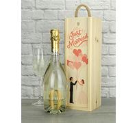 "Just Married" Bottega Zero Alcohol Sparkling Wine Wooden Box Gift
