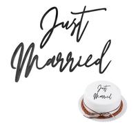 Just Married Cake Topper | Acrylic Just Married Cake Decorations | 10 X 9 CM Wedding Cake Toppers for Wedding Anniversary(Black)