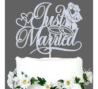 Just Married Cake Topper, Happily Ever After, Bride to Be, Bachelorette/Bridal Shower/Engagement/Wedding Party Decorations Supplies