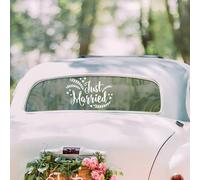 Just Married Car Decal Decorative Wall Sticker Decorations Auto Racing Body Side Stripe Decal,Married Wedding Day Window Decals Vinyl Just Married Sign Banner for Honeymoon Wedding,Leaves Style